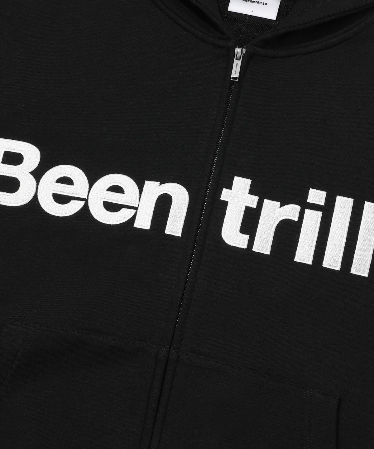 빈트릴(BEENTRILL) 에센셜 빅로고 후드 집업(블랙)