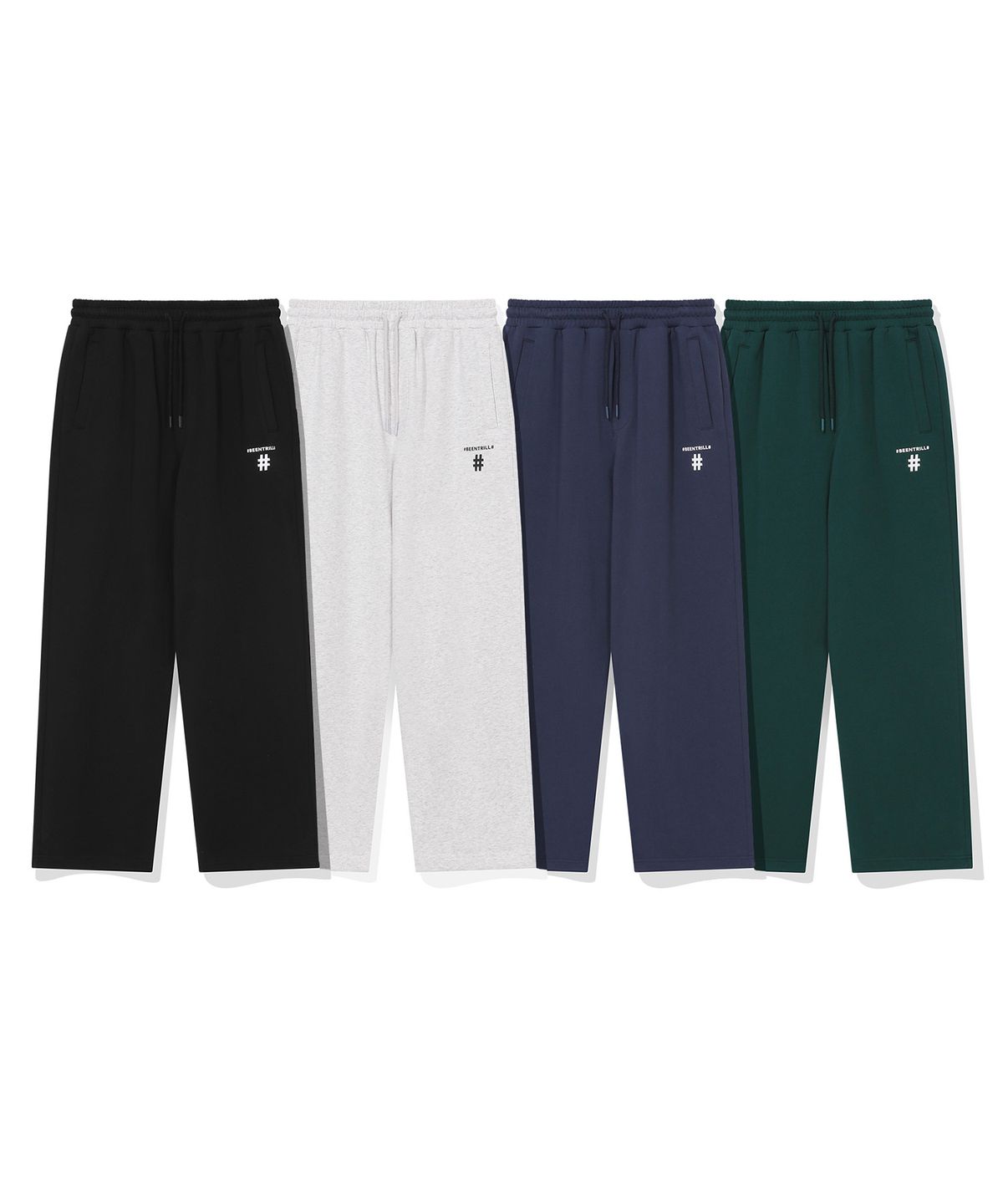 빈트릴(BEENTRILL) 에센셜 해시태그 로고 스웻 팬츠(아이스 그레이)