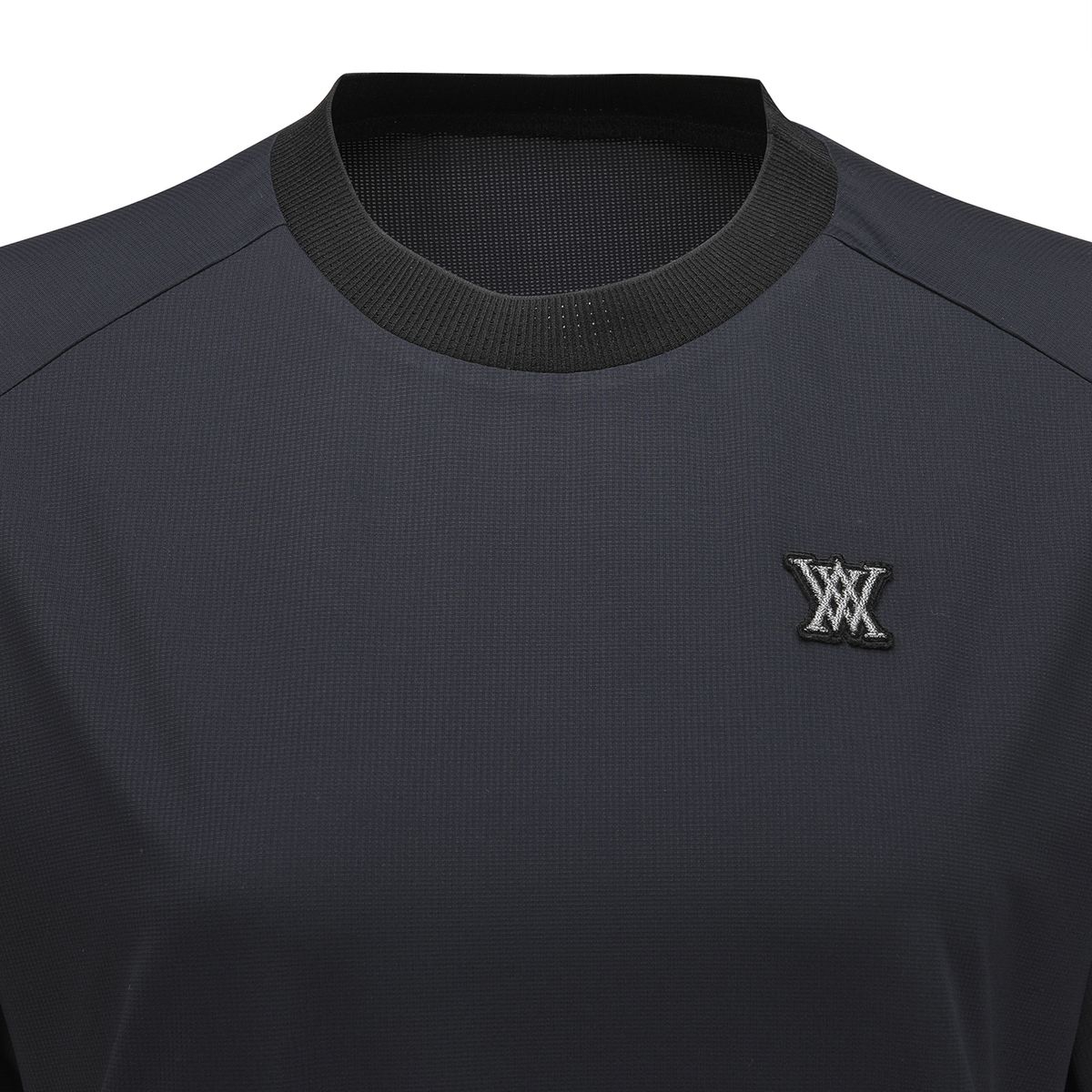 어뉴골프(ANEW GOLF) WOMEN WOVEN BLOCK MOCK NECK T-SHIRT_BK