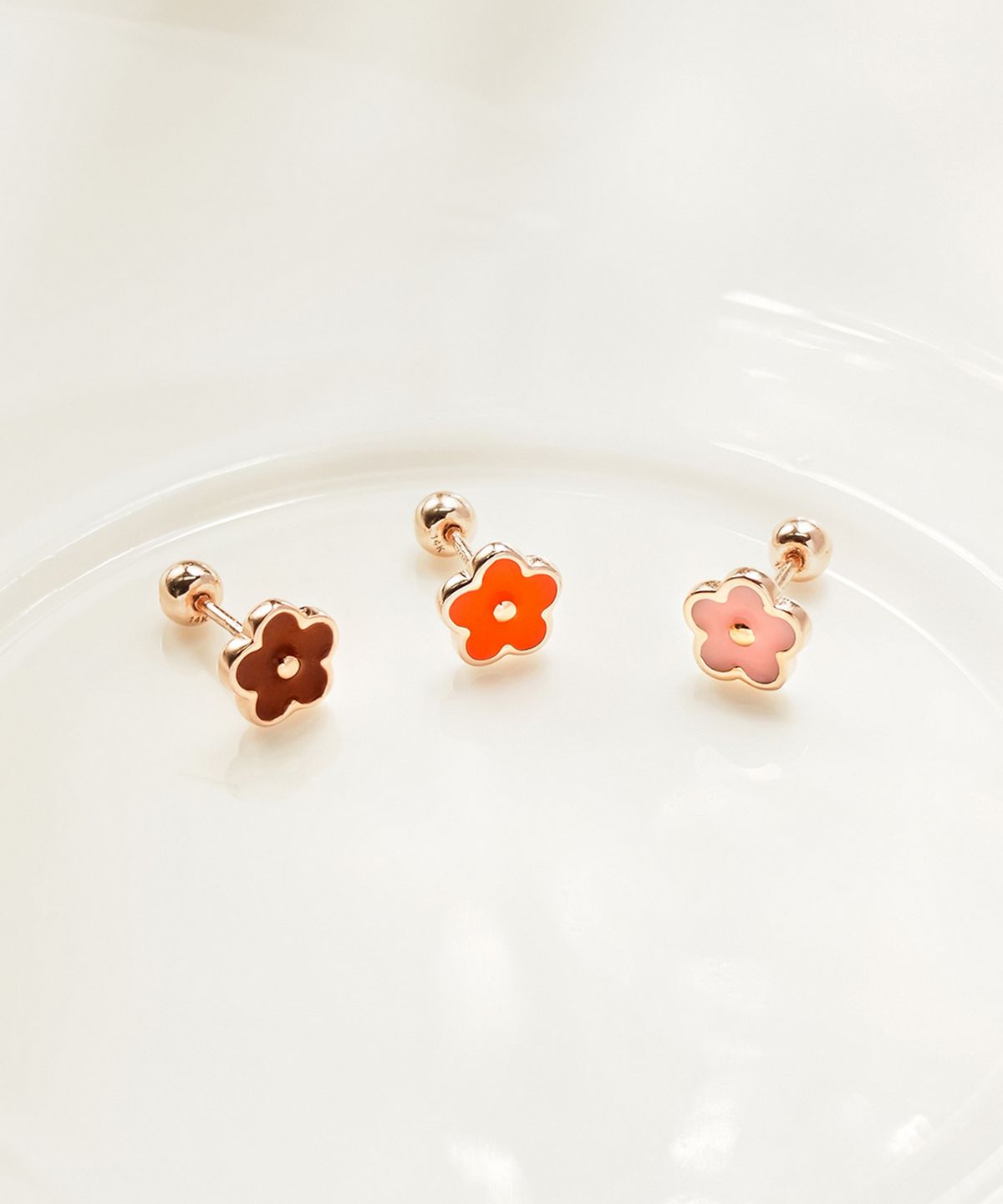 미니멀피어싱(MINIMALPIERCING) 14K 에나멜 플라워 피어싱 귀걸이