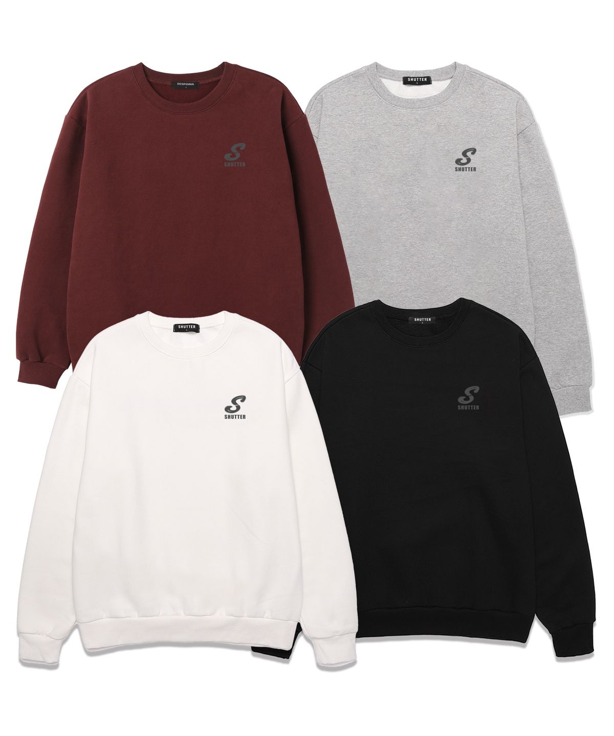 셔터(SHUTTER) MINI S LOGO 오버핏 맨투맨 (SLS030) 버건디