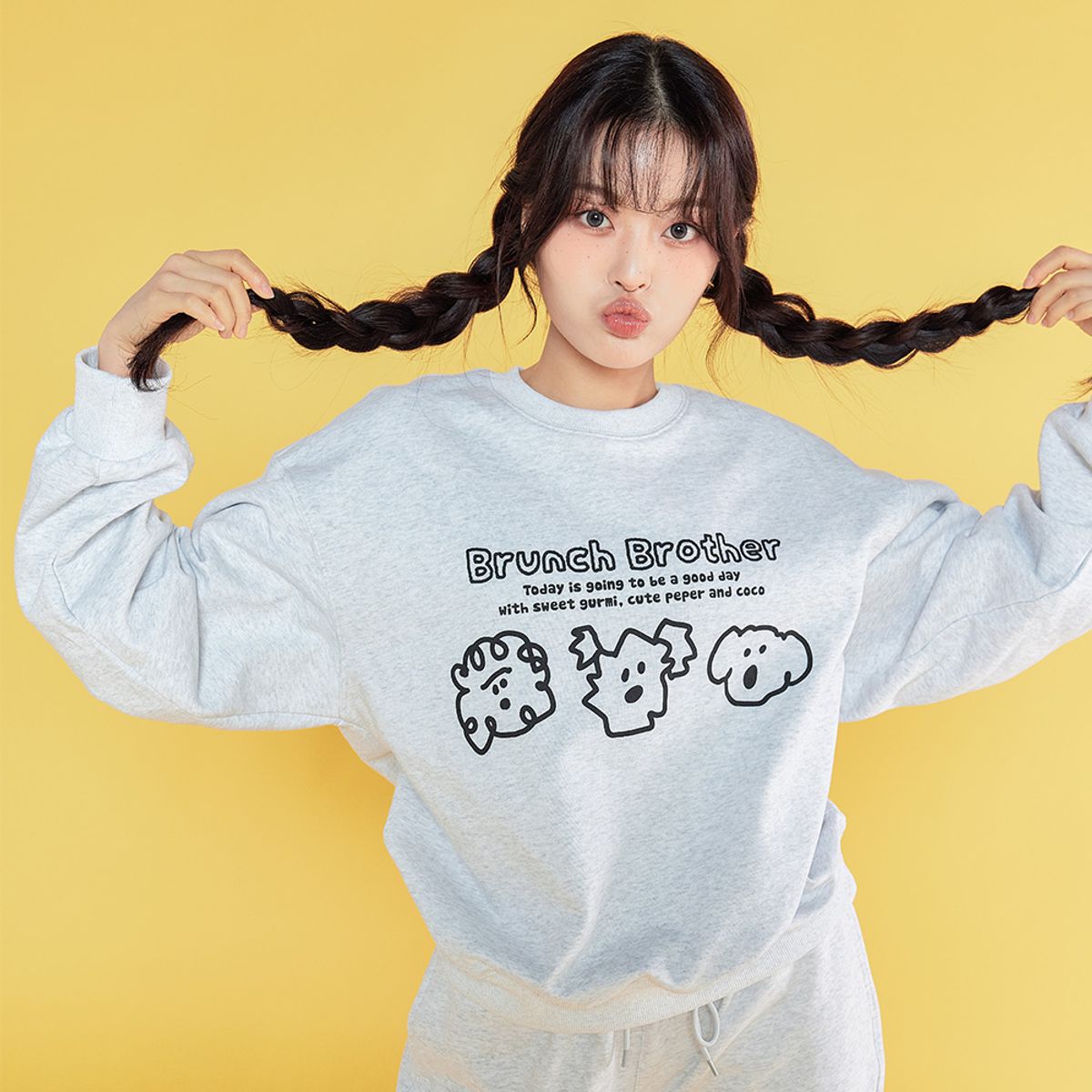 브런치브라더(BRUNCH BROTHER) 맨투맨 셋업 브런치 드로잉