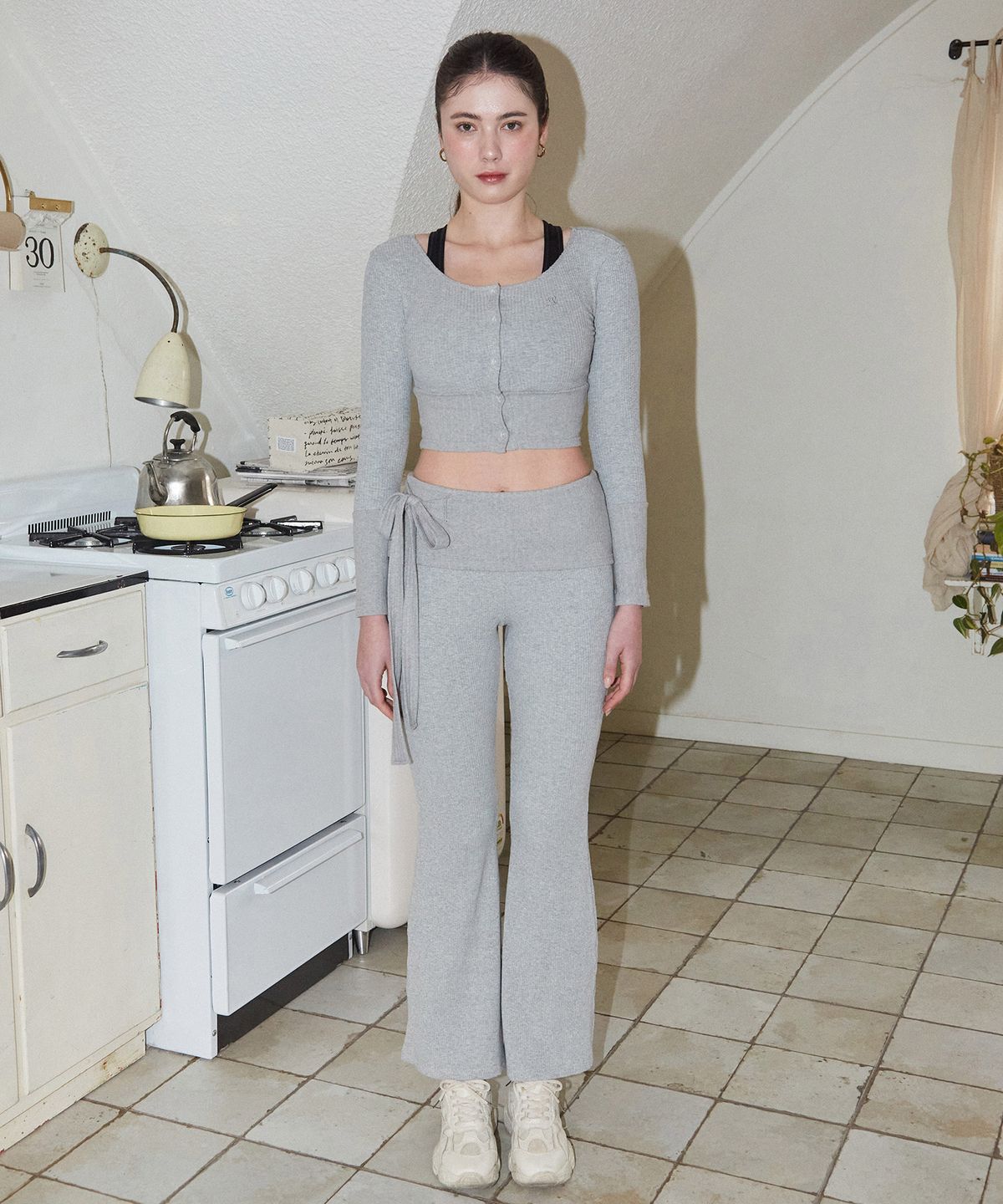 유히리(YUHEELEE) Modal knit flare pants / Melange
