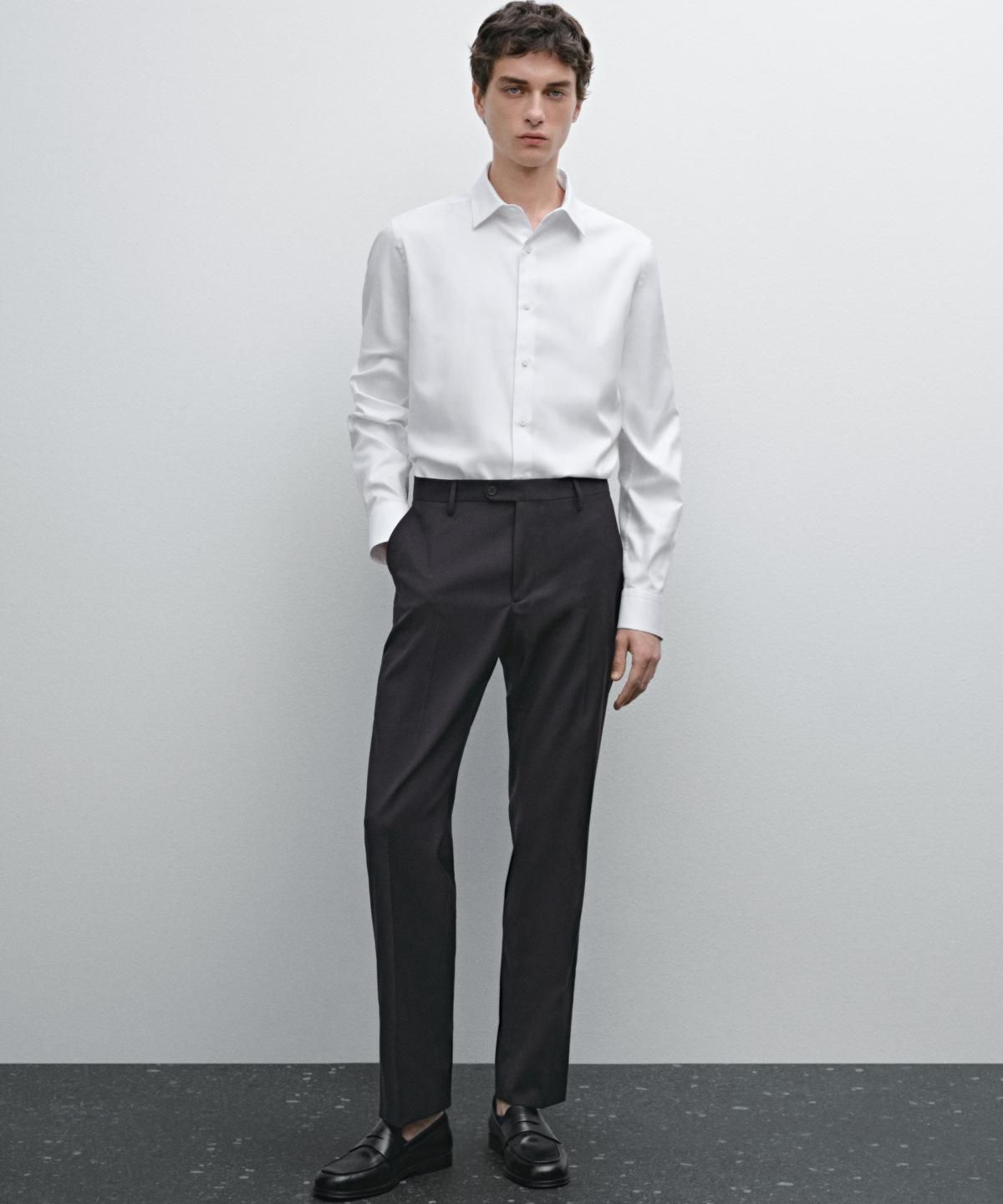 마시모두띠(MASSIMO DUTTI) 100% 코튼 슬림 핏 옥스퍼드 셔츠
