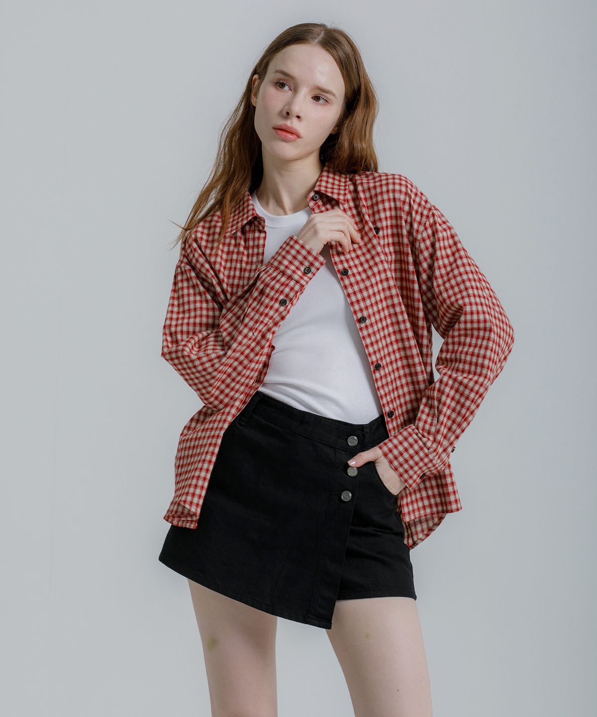 에이루브(ALUV) 클래식 기모 체크 셔츠 AAQKSH101P