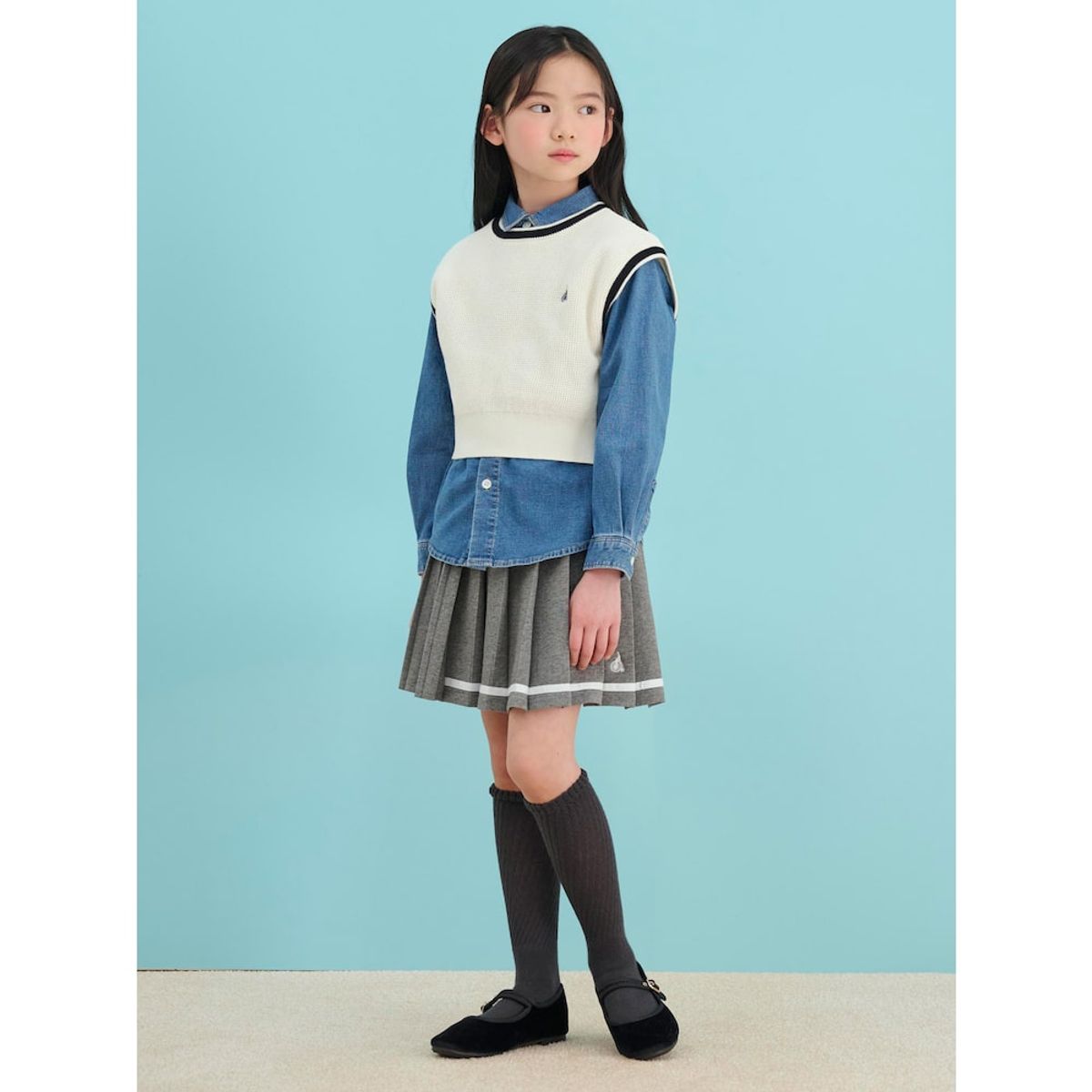 빈폴 키즈(BEANPOLE KIDS) [Essential] 데님 셔츠  스카이 블루 (BI5164UE3Q)