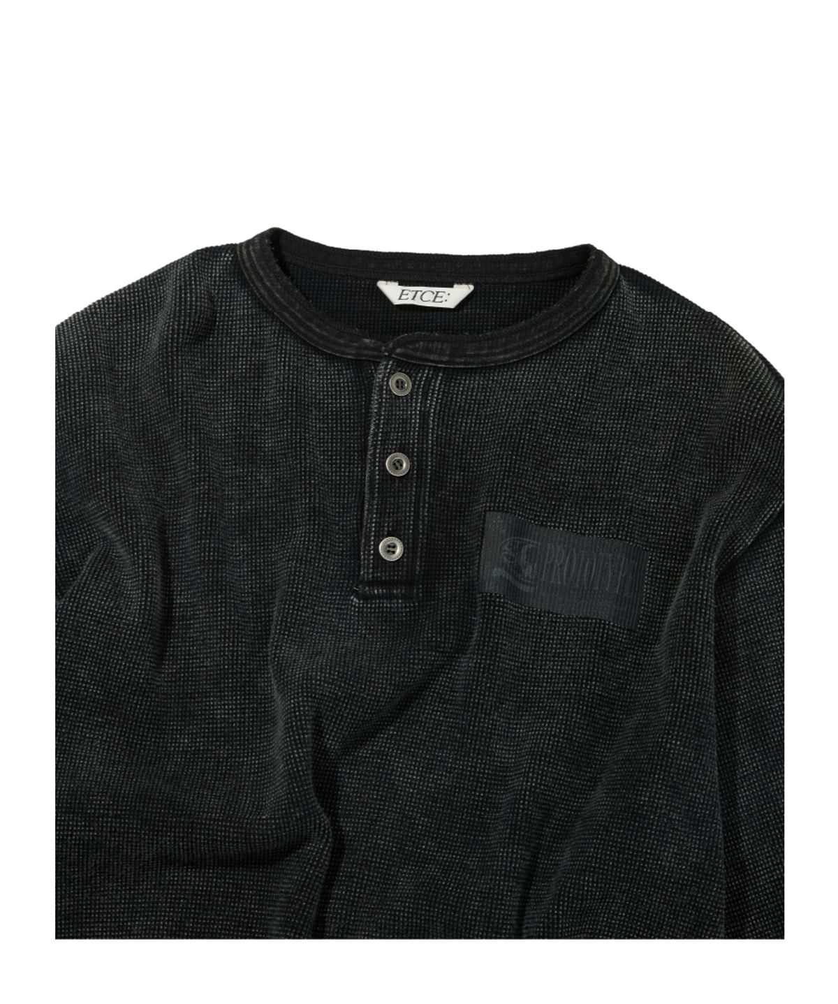이티씨이(ETCE) PROTOTYPE HENLEY NECK WAFFLE KNIT (CHARCOAL)