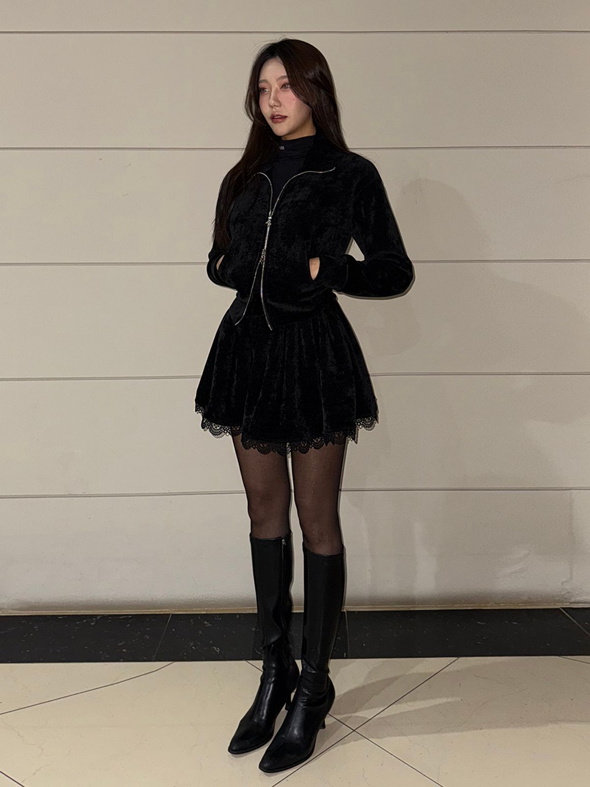 블랙크러쉬(BLACRUSH) Slimfit 2Way Velour Jersey Jacket