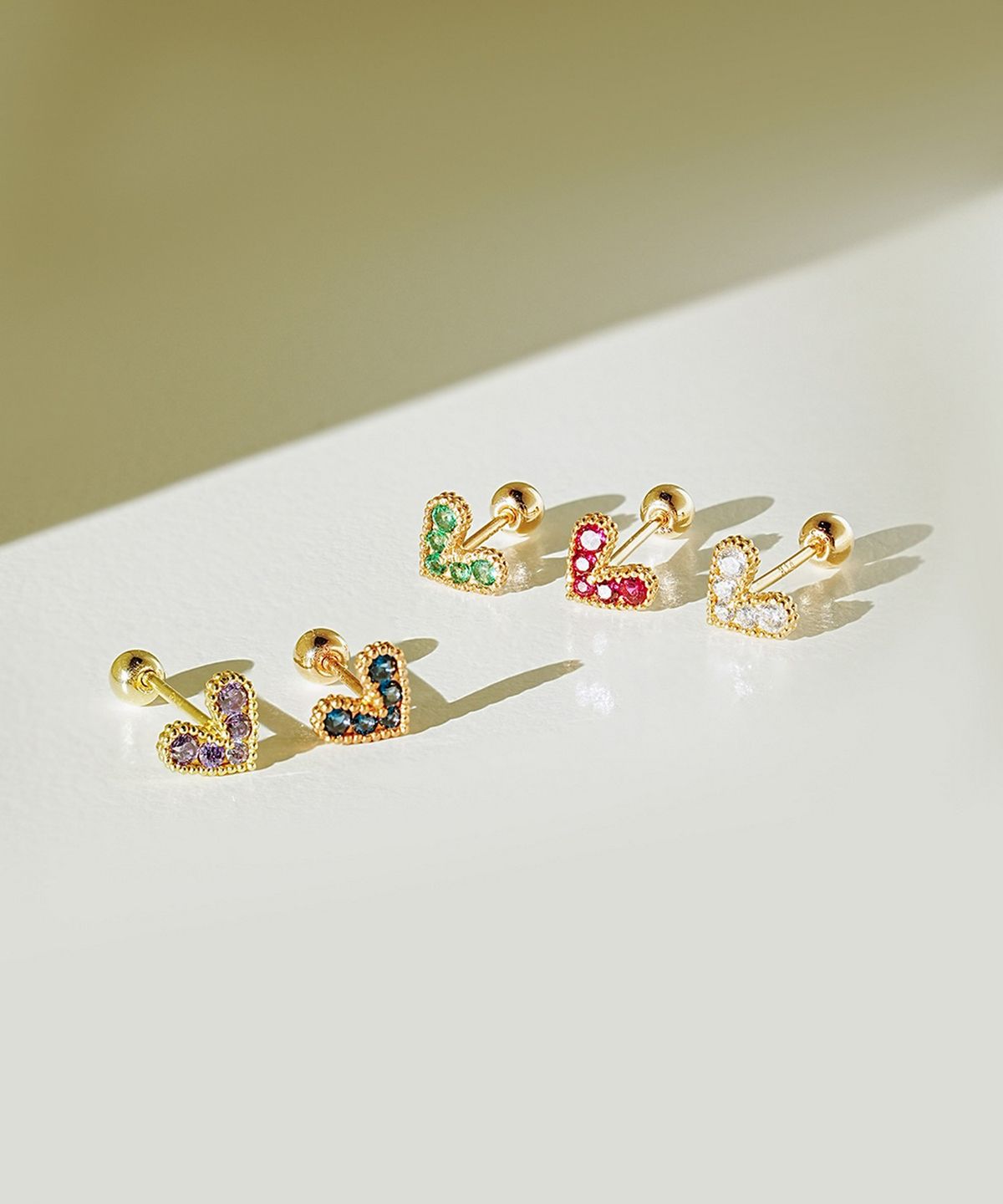 미니멀피어싱(MINIMALPIERCING) 14K 블링 러블리 하트 피어싱 귀걸이