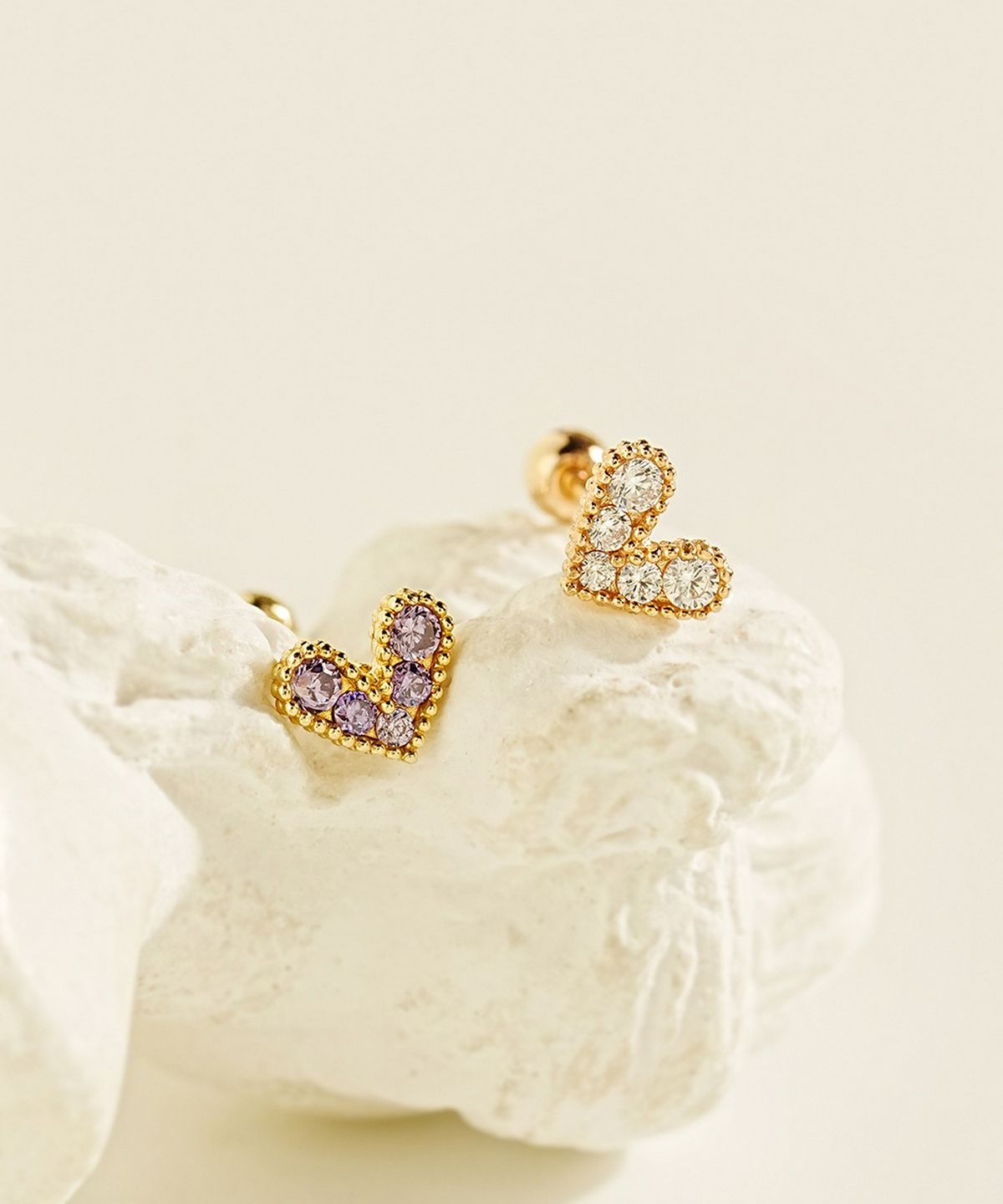 미니멀피어싱(MINIMALPIERCING) 14K 블링 러블리 하트 피어싱 귀걸이