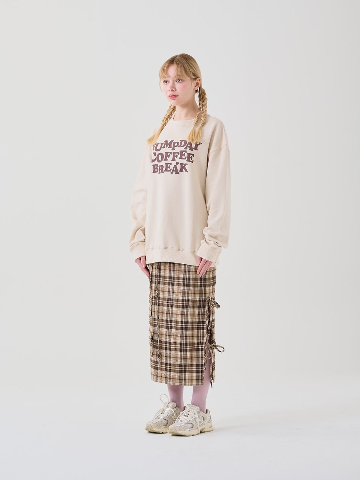 미에르꼴레스(MIERCOLES) RIBBON DETAILS CHECKED LONG SKIRT [brown]