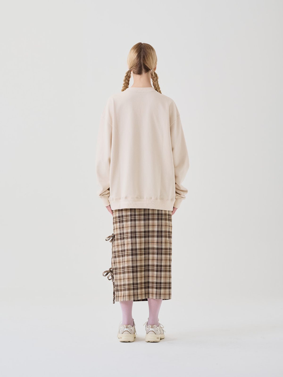 미에르꼴레스(MIERCOLES) RIBBON DETAILS CHECKED LONG SKIRT [brown]