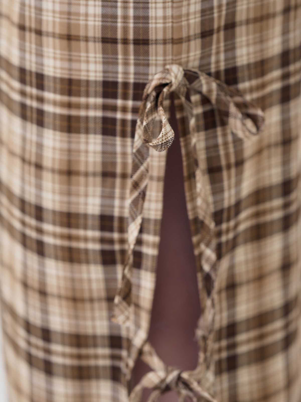 미에르꼴레스(MIERCOLES) RIBBON DETAILS CHECKED LONG SKIRT [brown]