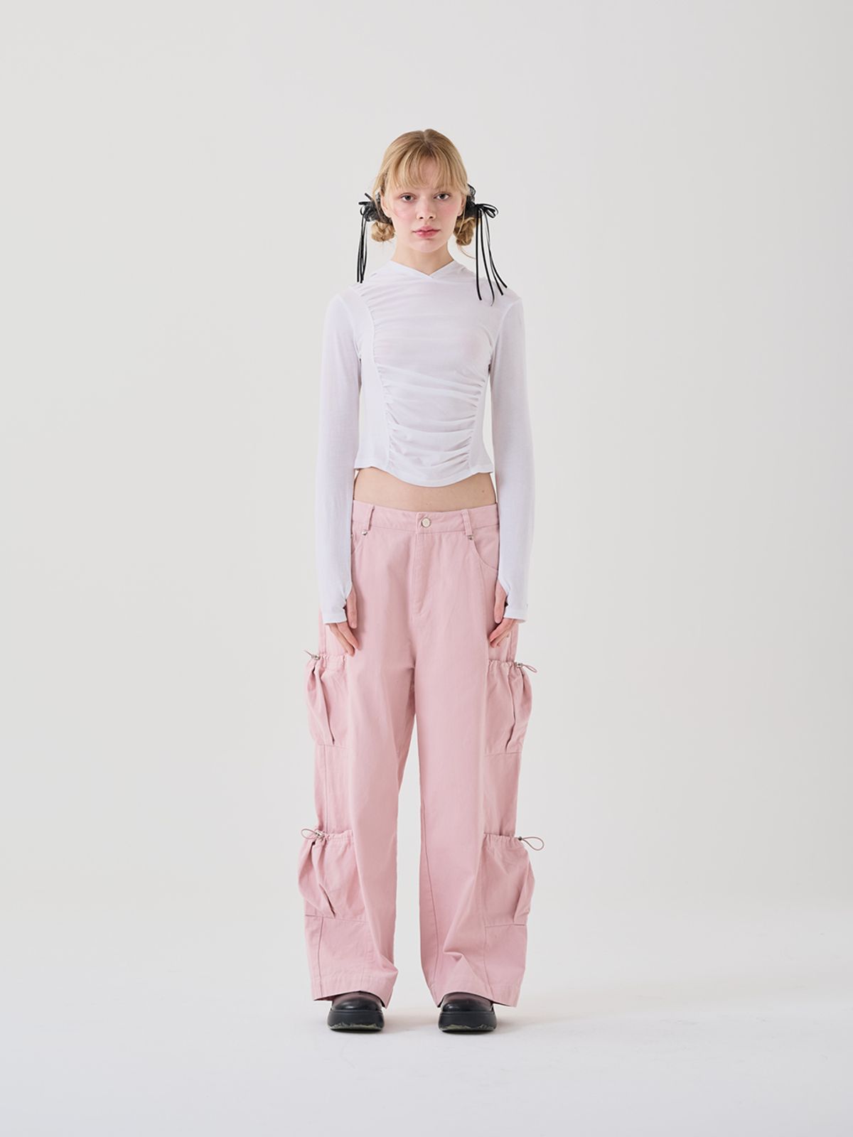미에르꼴레스(MIERCOLES) BACK POINT SHIRRING HOODIE [white]