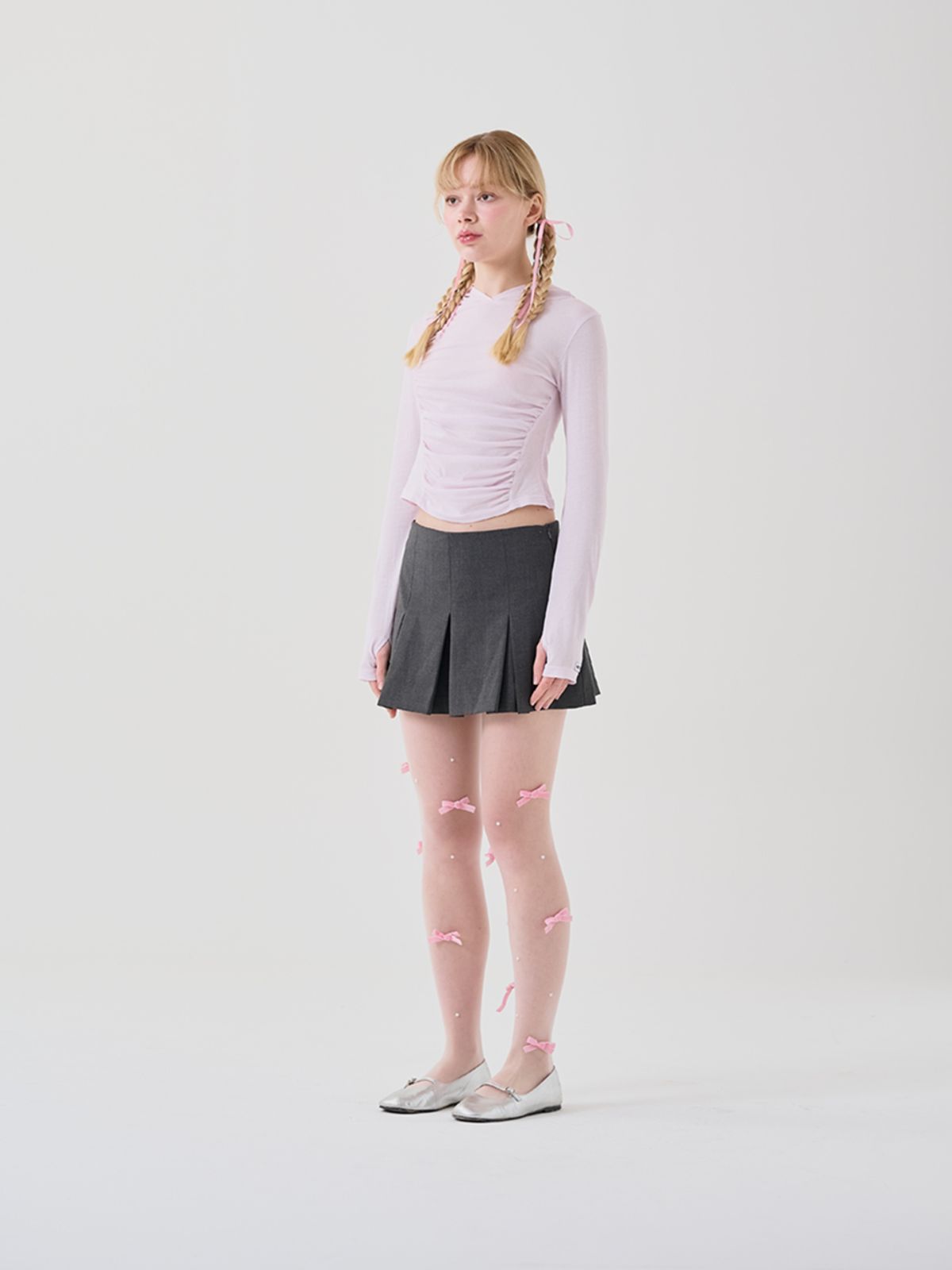 미에르꼴레스(MIERCOLES) BACK POINT SHIRRING HOODIE [pink]