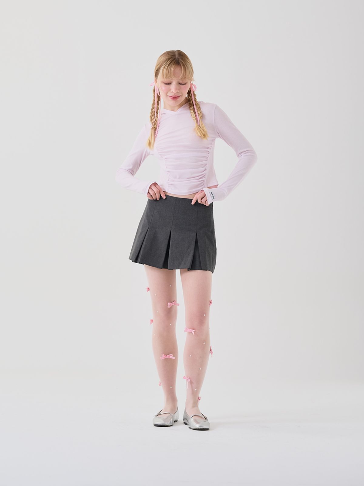 미에르꼴레스(MIERCOLES) BACK POINT SHIRRING HOODIE [pink]