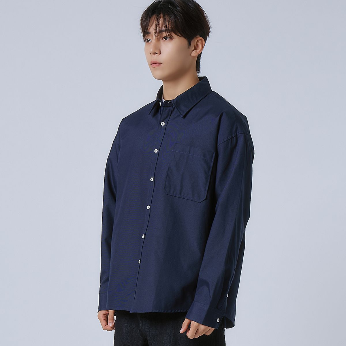 엘엑스티(LXT) 옥스포드 솔리드 포켓 오버 셔츠 [네이비]