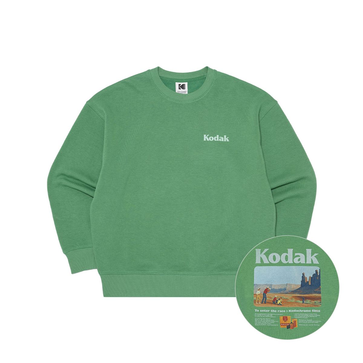 코닥(KODAK) 씨너리 그래픽 맨투맨 GREEN