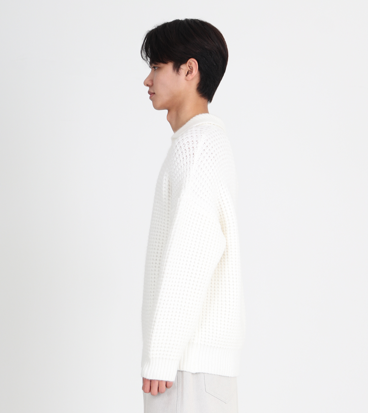 버튼서울(BUTTON SEOUL) 카라넥 울 니트 (아이보리)