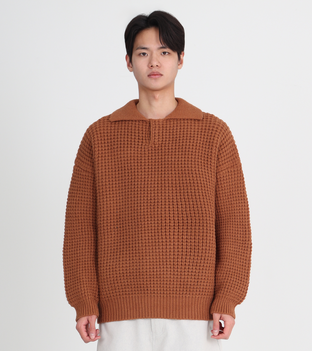 버튼서울(BUTTON SEOUL) 카라넥 울 니트 (브라운)