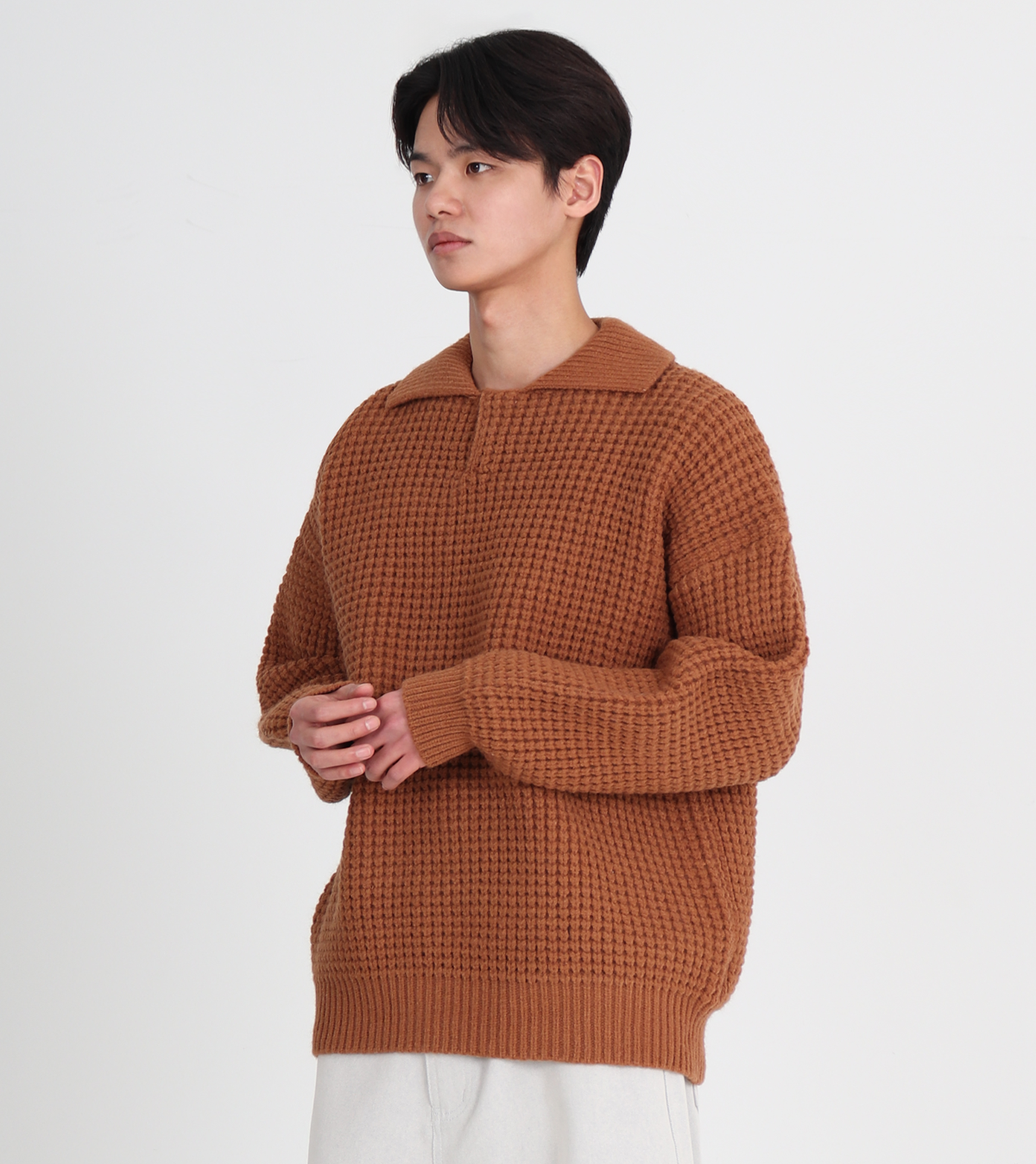 버튼서울(BUTTON SEOUL) 카라넥 울 니트 (브라운)