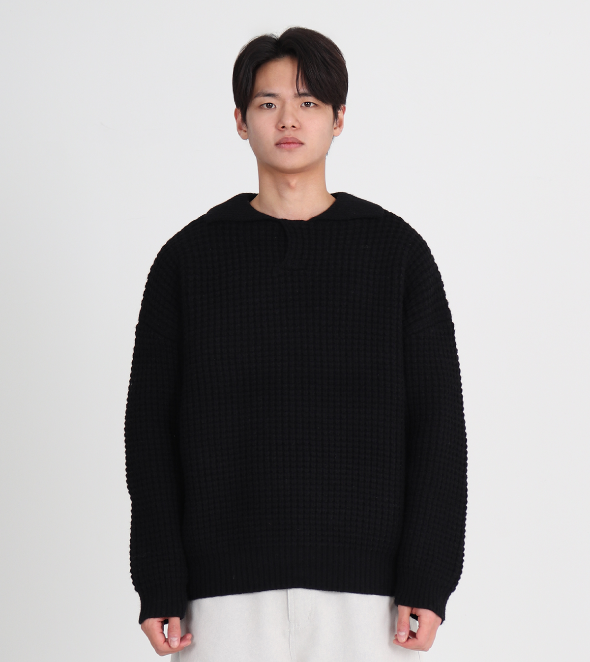 버튼서울(BUTTON SEOUL) 카라넥 울 니트 (블랙)