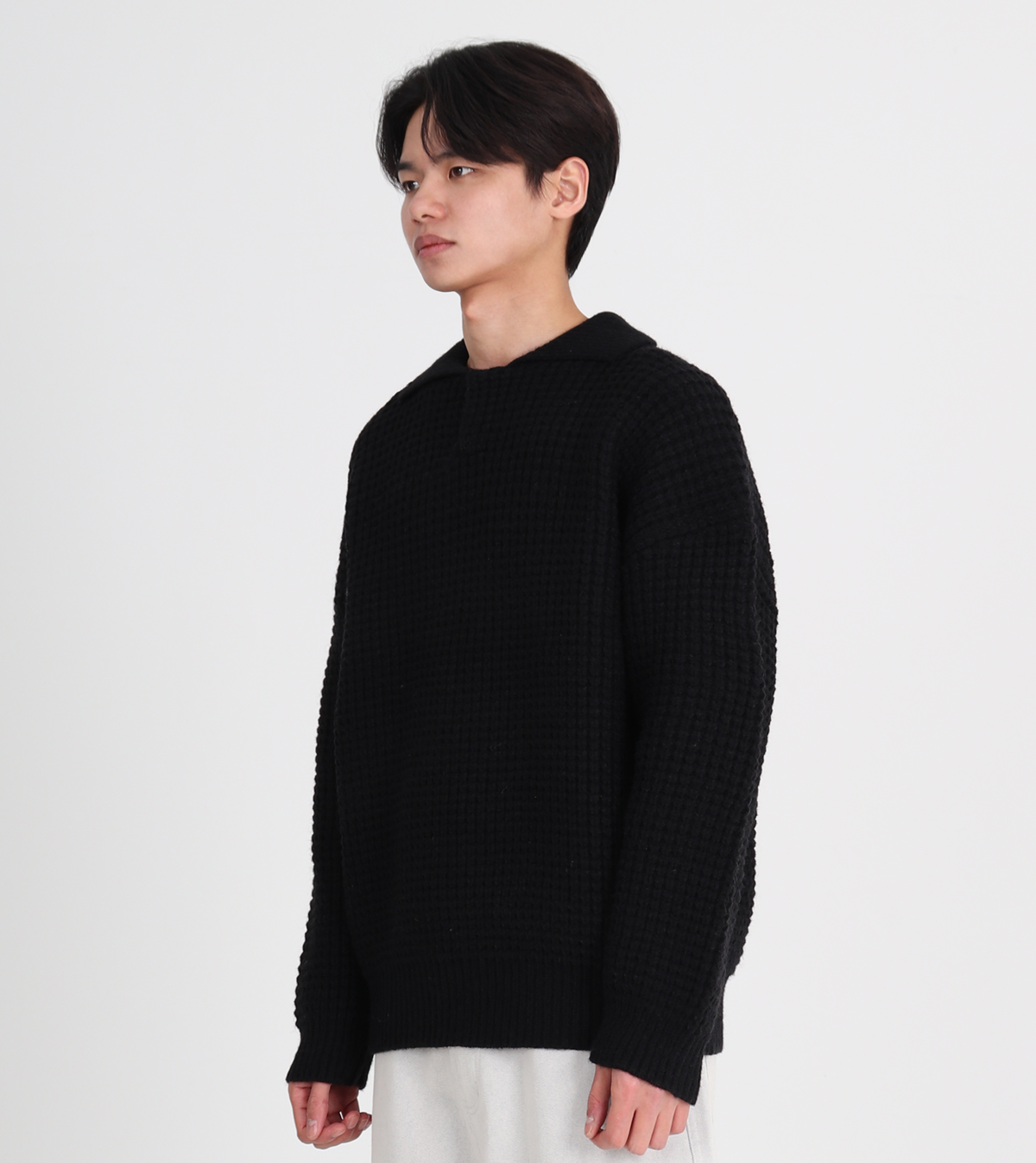 버튼서울(BUTTON SEOUL) 카라넥 울 니트 (블랙)