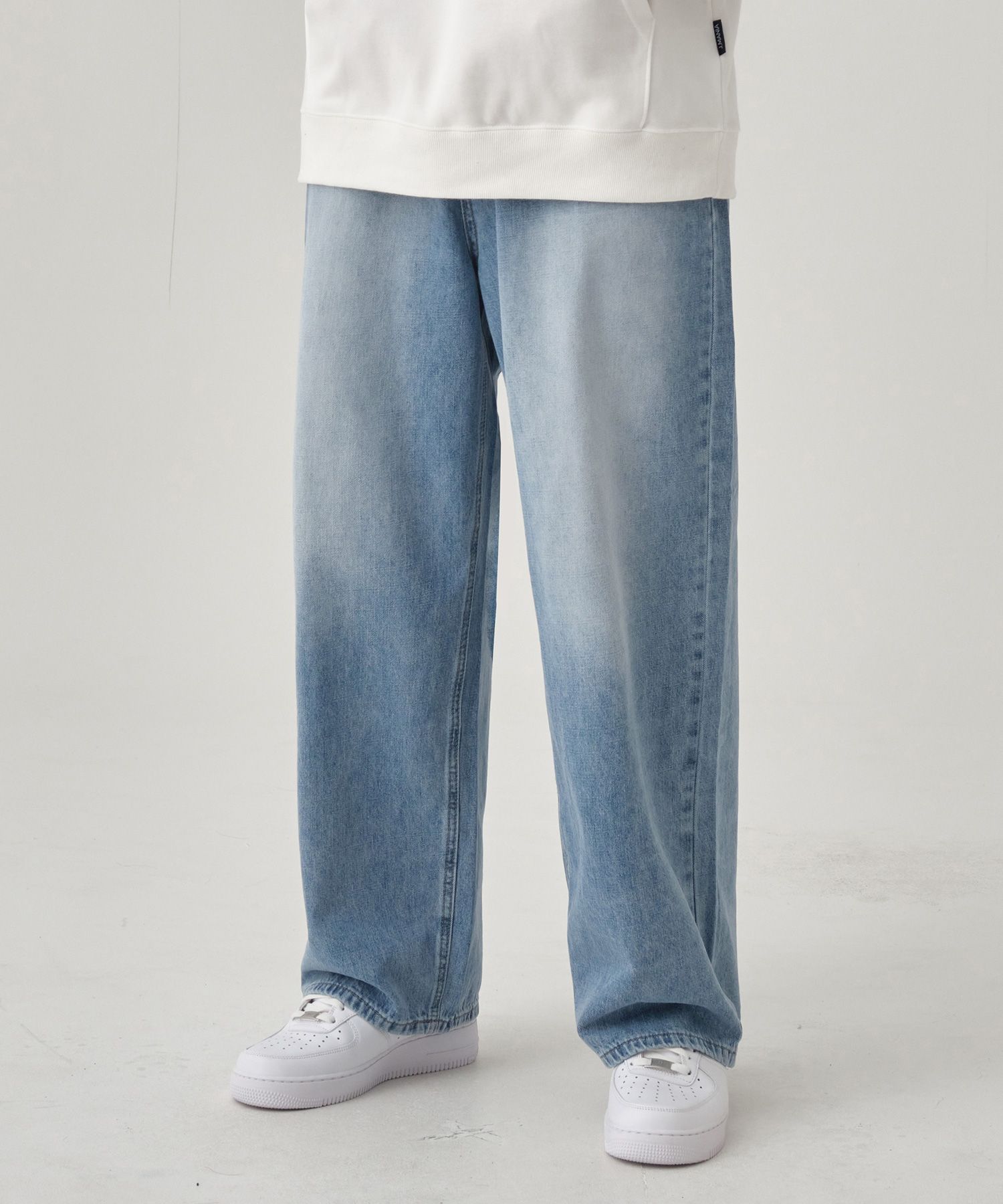 MUSINSA | ACSHI Loose Washed Balloon Fit Wide Denim Pants Unisex