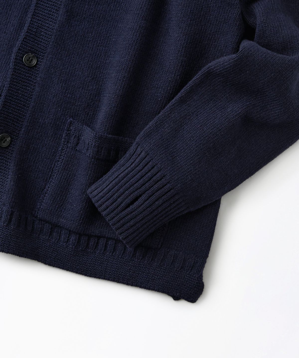 아웃스탠딩(OUTSTANDING) LAMBSWOOL FISHERMAN CARDIGAN_NAVY