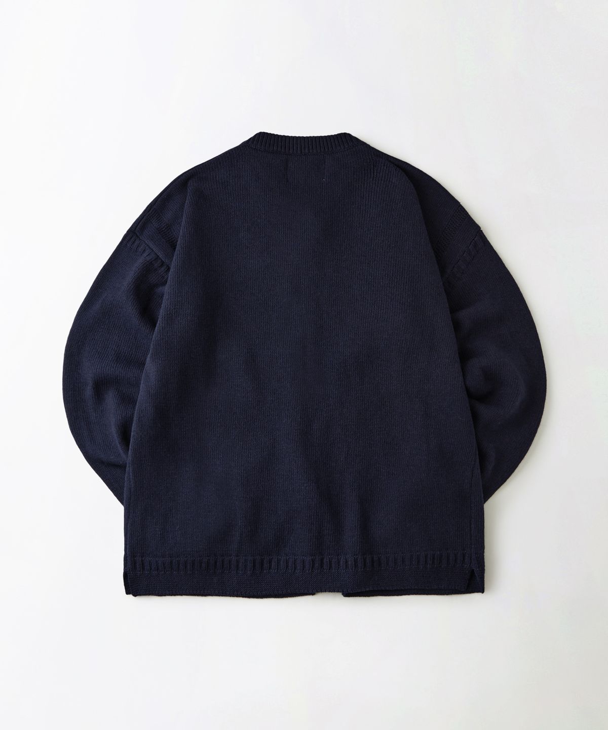 아웃스탠딩(OUTSTANDING) LAMBSWOOL FISHERMAN CARDIGAN_NAVY
