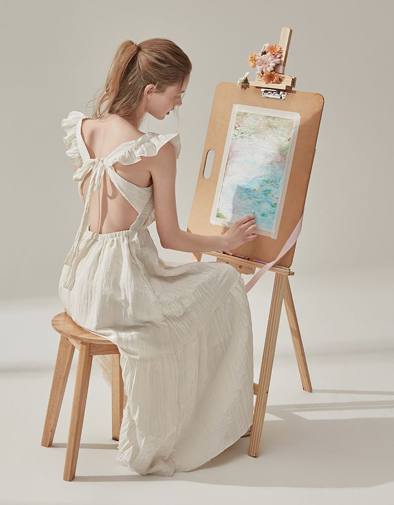 【〜8/15】ルミニョンLace frill back ribbon dress Lumignon Lace frill back ribbon dress S - メルカリ