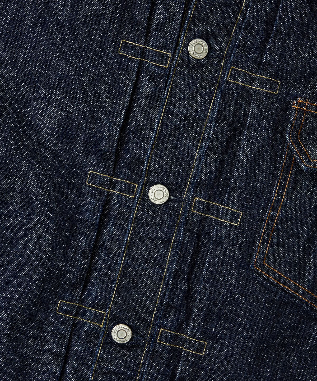 아웃스탠딩(OUTSTANDING) SELVEDGE DENIM 1ST JACKET_INDIGO