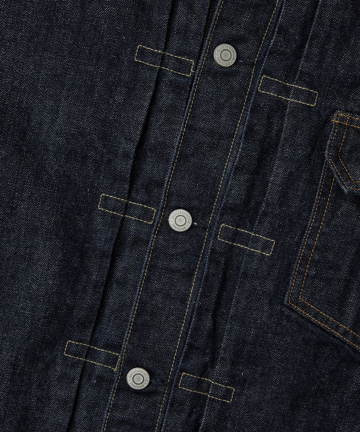 아웃스탠딩(OUTSTANDING) SELVEDGE DENIM 1ST JACKET_INDIGO
