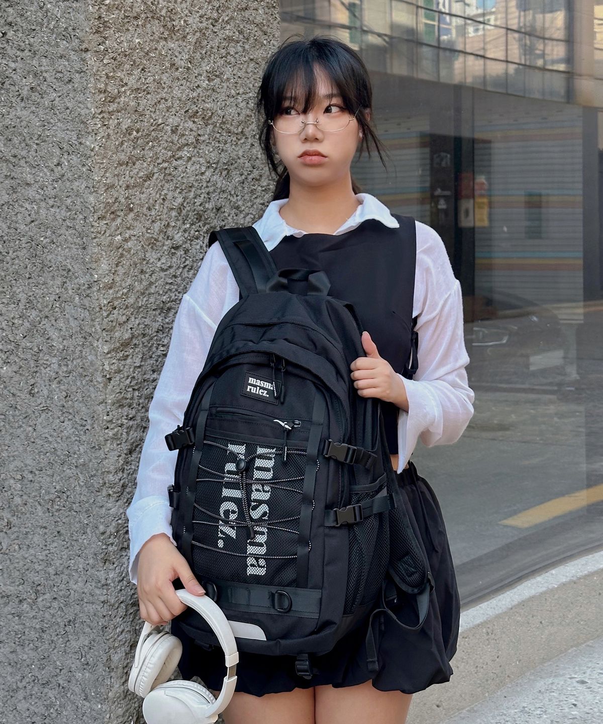 마스마룰즈(MASMARULEZ) Sporty mesh backpack_Black