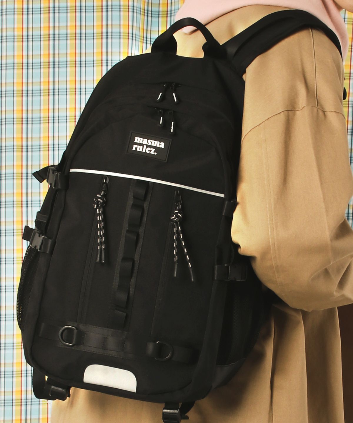 마스마룰즈(MASMARULEZ) Twin zipper mesh backpack_Black