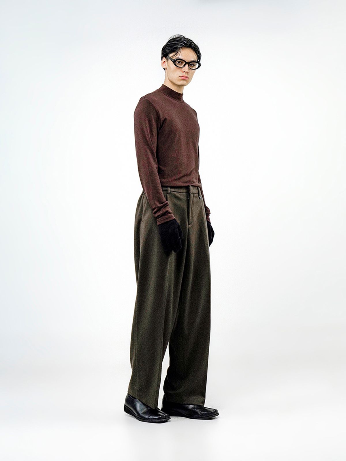 챈세스노이(CHANCE'S NOI) Raised One Tuck Wool slacks - Brown /M244PT01BR
