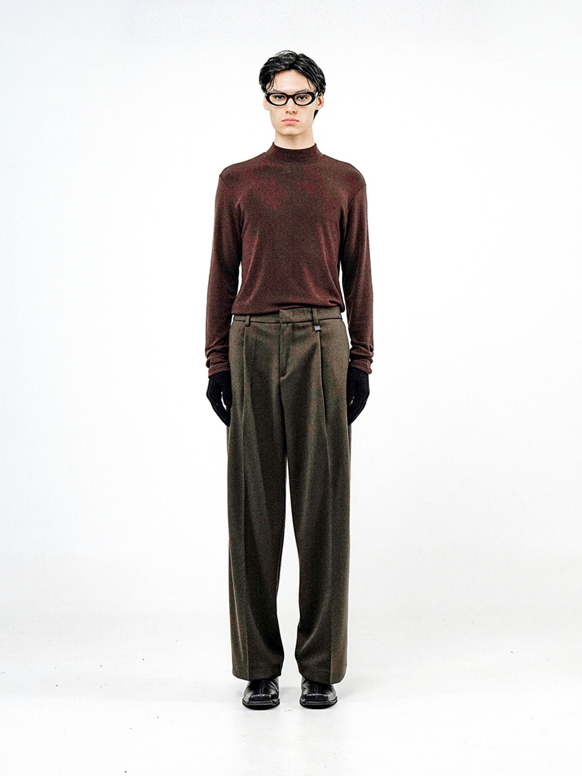챈세스노이(CHANCE'S NOI) Raised One Tuck Wool slacks - Brown /M244PT01BR