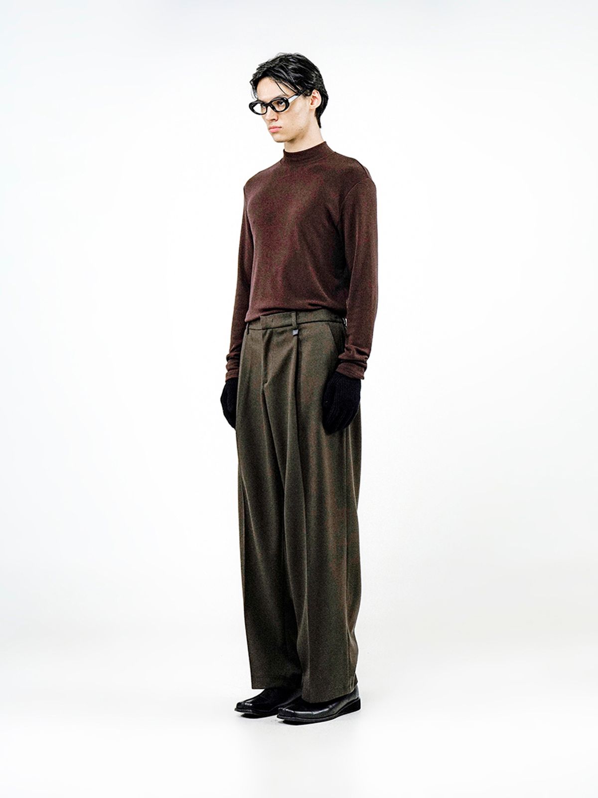 챈세스노이(CHANCE'S NOI) Raised One Tuck Wool slacks - Brown /M244PT01BR
