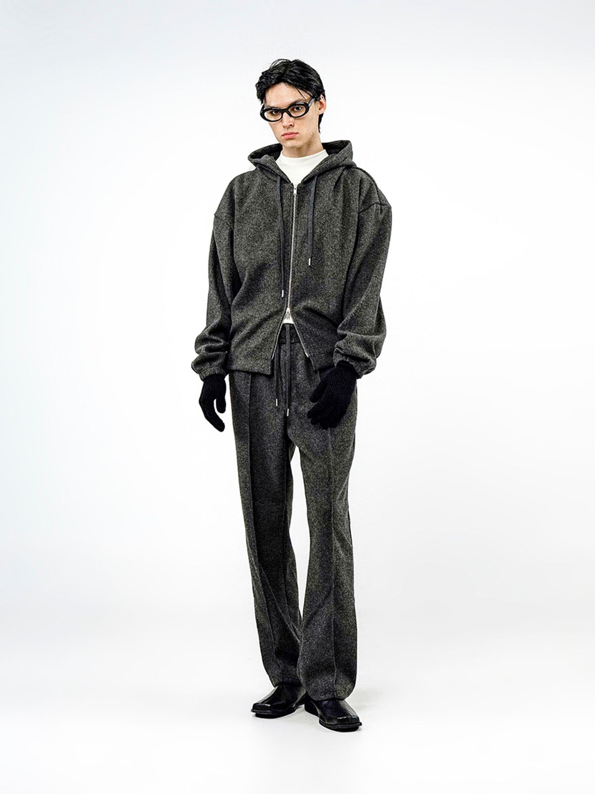 챈세스노이(CHANCE'S NOI) Ribbed Kint String Pants - Charcoal /M244PT05CH