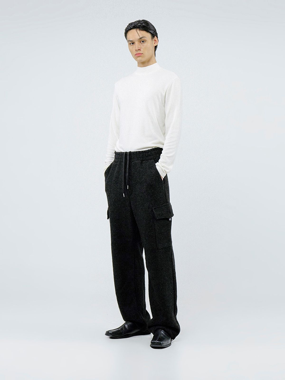 챈세스노이(CHANCE'S NOI) Boucle Cargo String Pants - Black /W244PT05BK-M