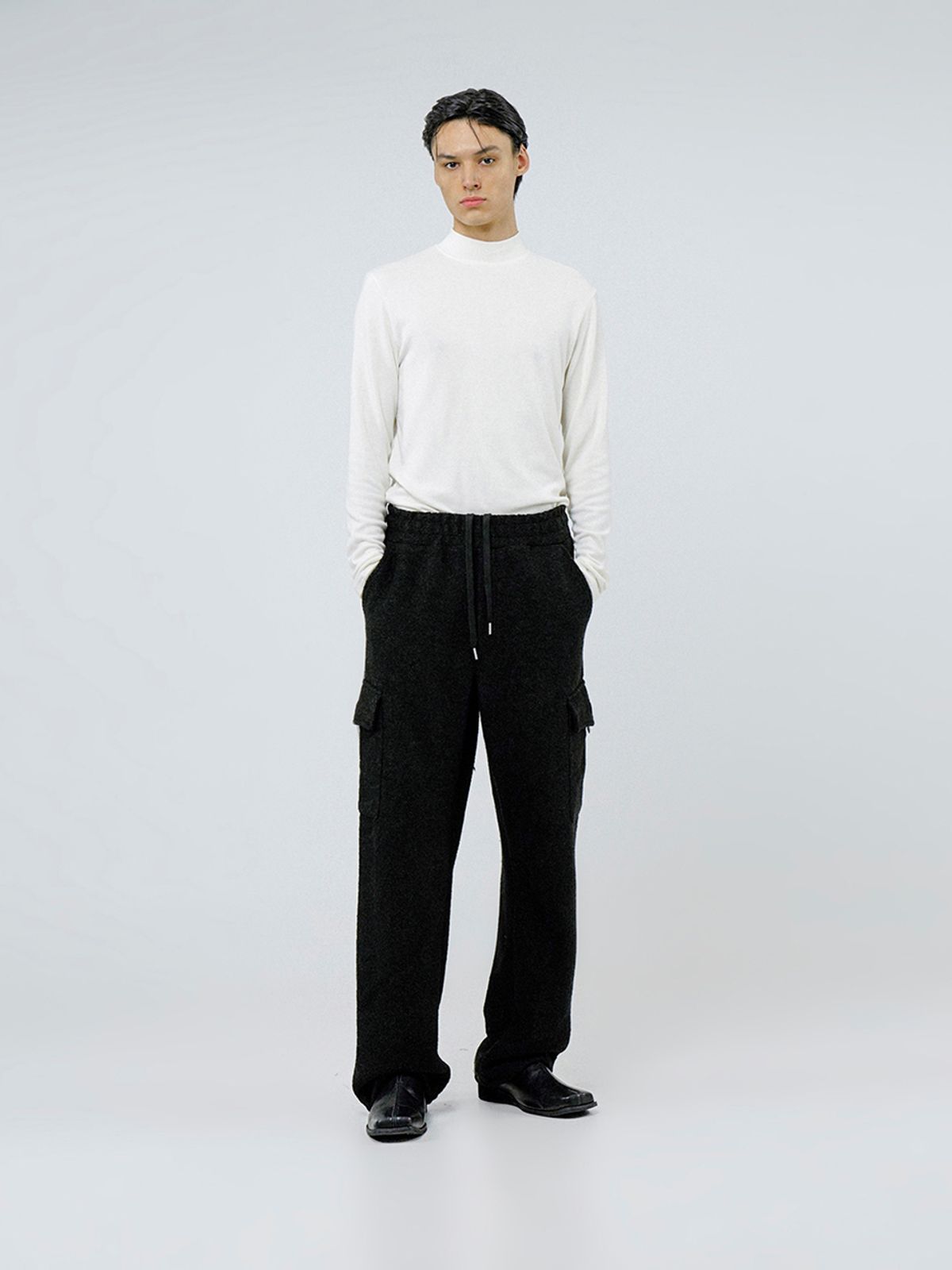 챈세스노이(CHANCE'S NOI) Boucle Cargo String Pants - Black /W244PT05BK-M