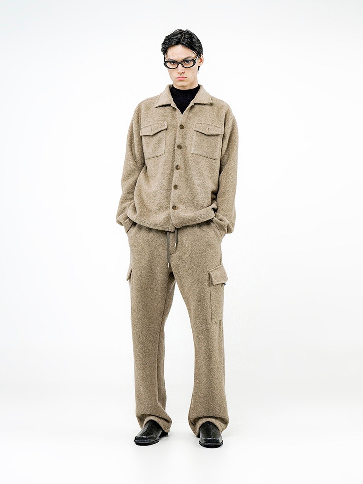 챈세스노이(CHANCE'S NOI) Boucle Pocket Shirt Jacket - Oatmeal /W244TP01OT-M