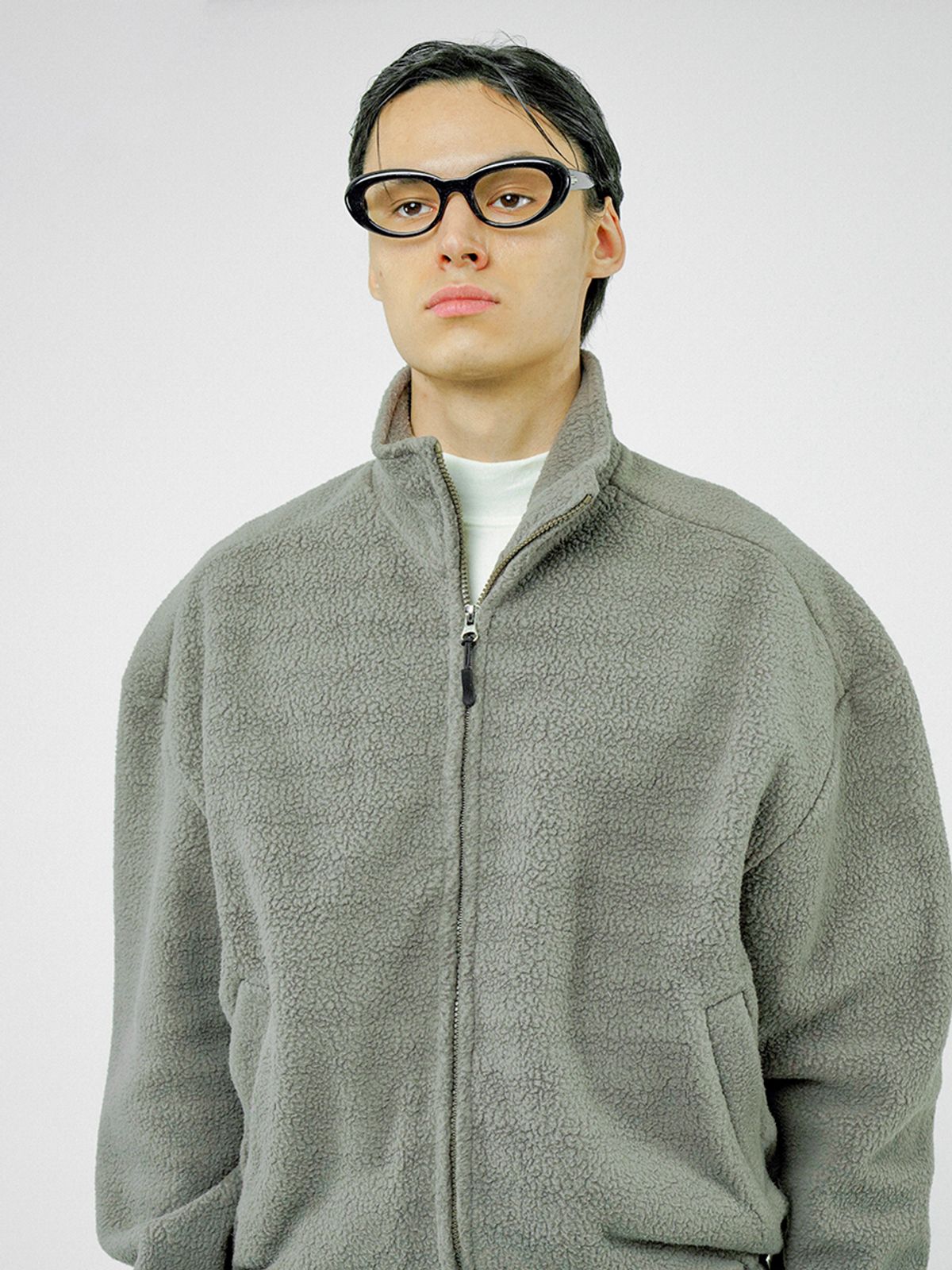 챈세스노이(CHANCE'S NOI) Fleece Two-way Zip-up - Khaki /M244TP02KA
