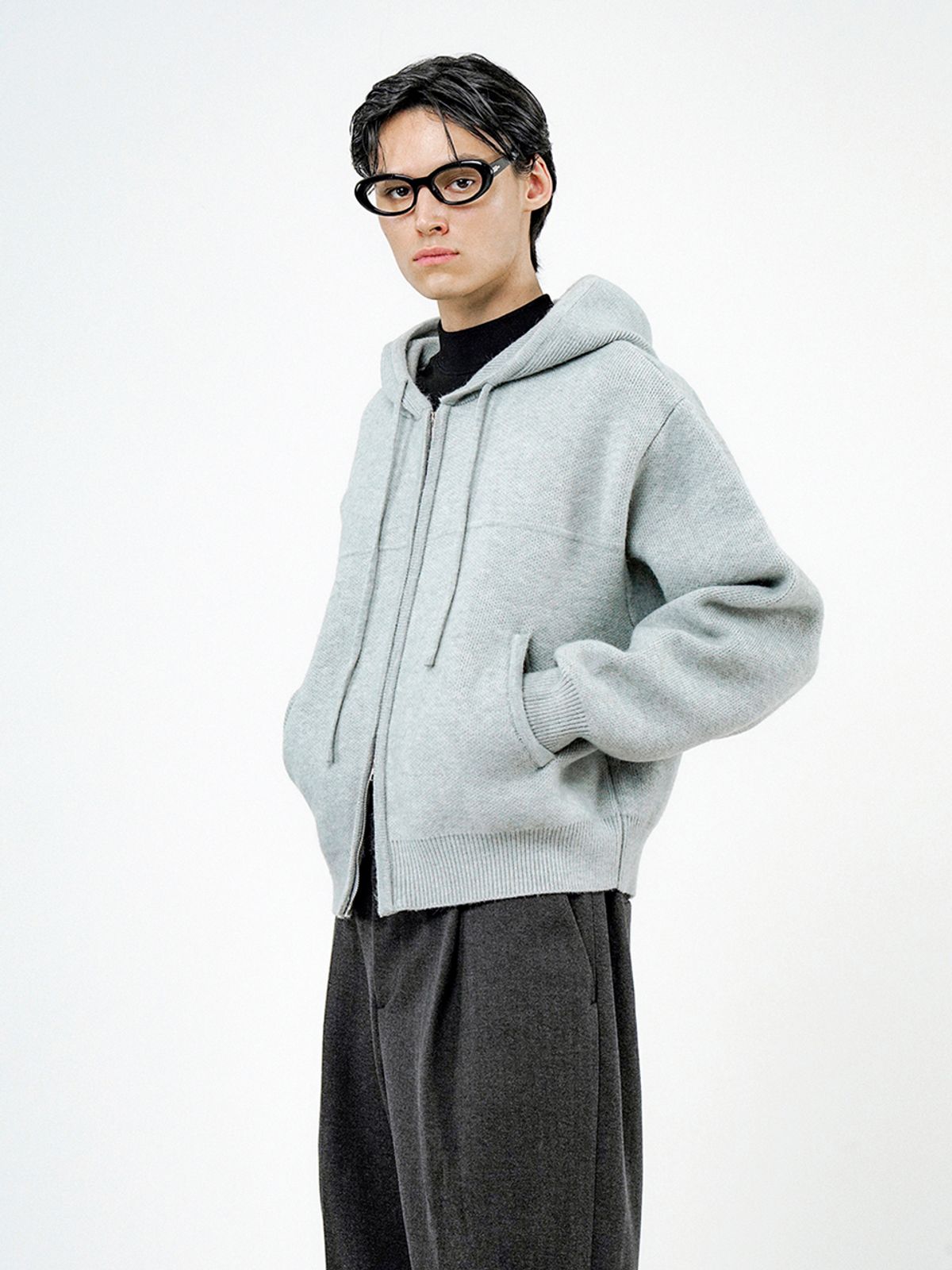 챈세스노이(CHANCE'S NOI) Sweater hooded Zip-up - Melnage /M244TP05ML