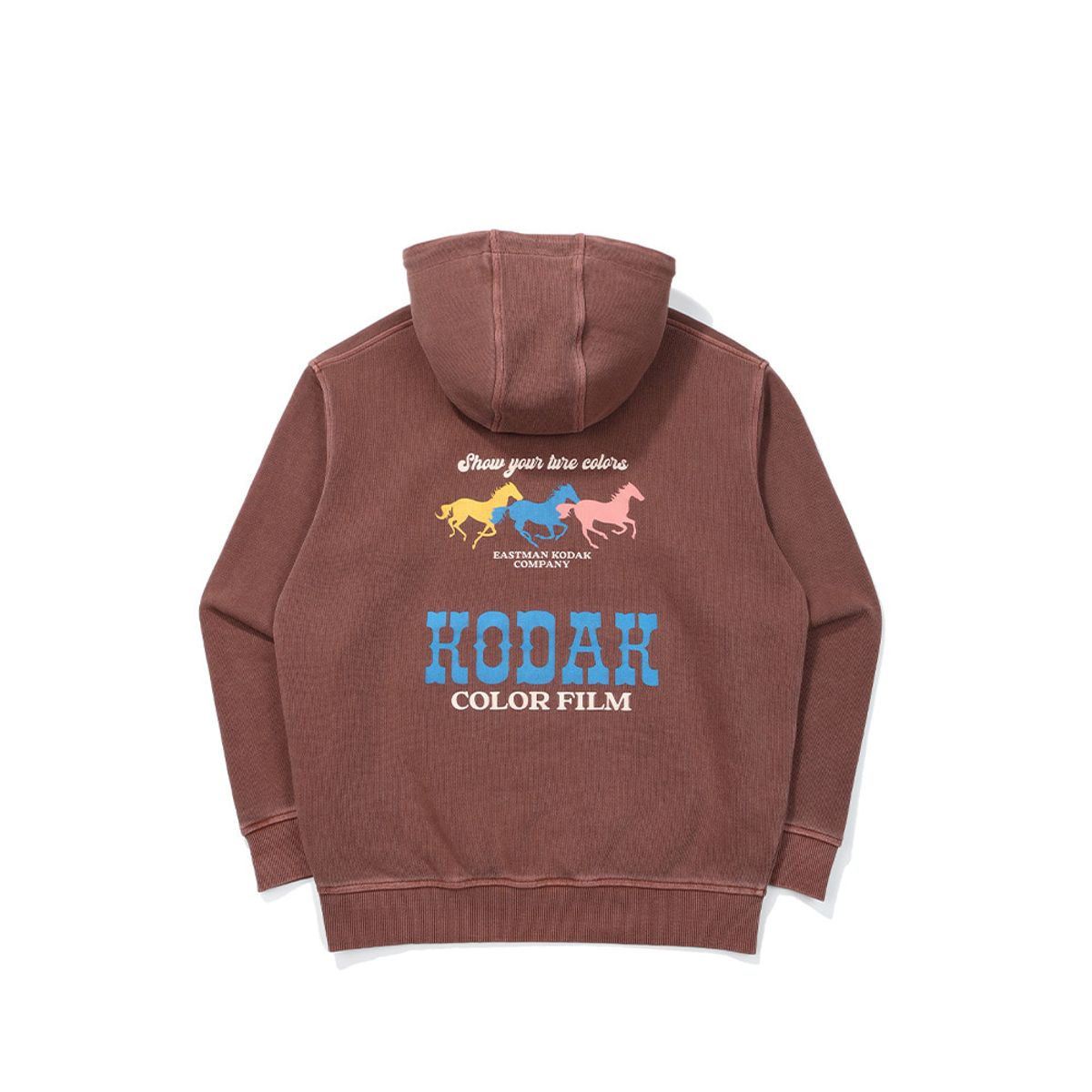 코닥(KODAK) 씨너리 그래픽 피그먼트다잉 후드티셔츠 BROWN