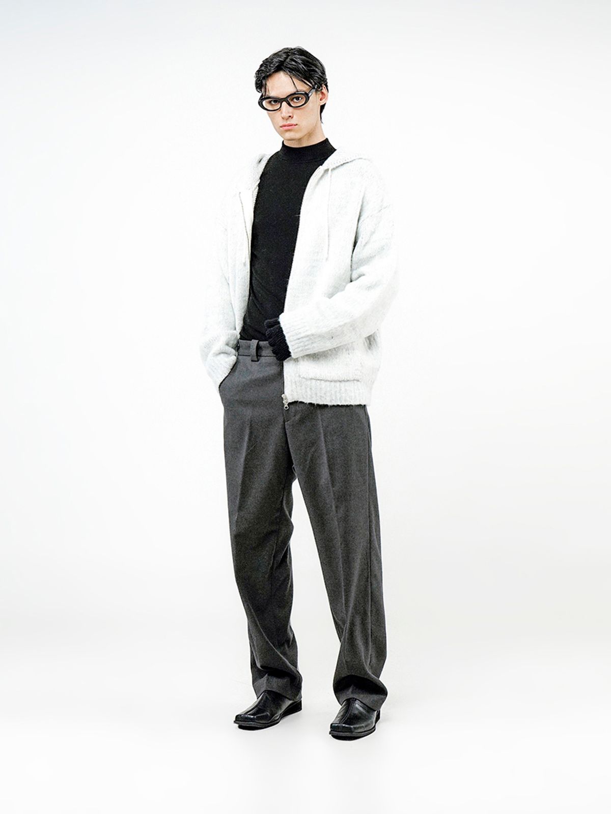 챈세스노이(CHANCE'S NOI) Brush Sweater hooded Zip-up - Melange /M244TP09ML