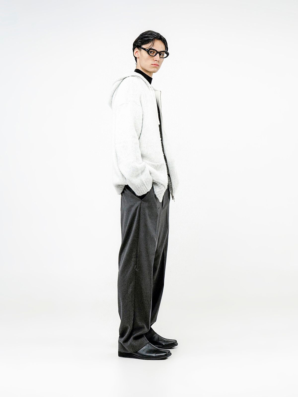 챈세스노이(CHANCE'S NOI) Brush Sweater hooded Zip-up - Melange /M244TP09ML