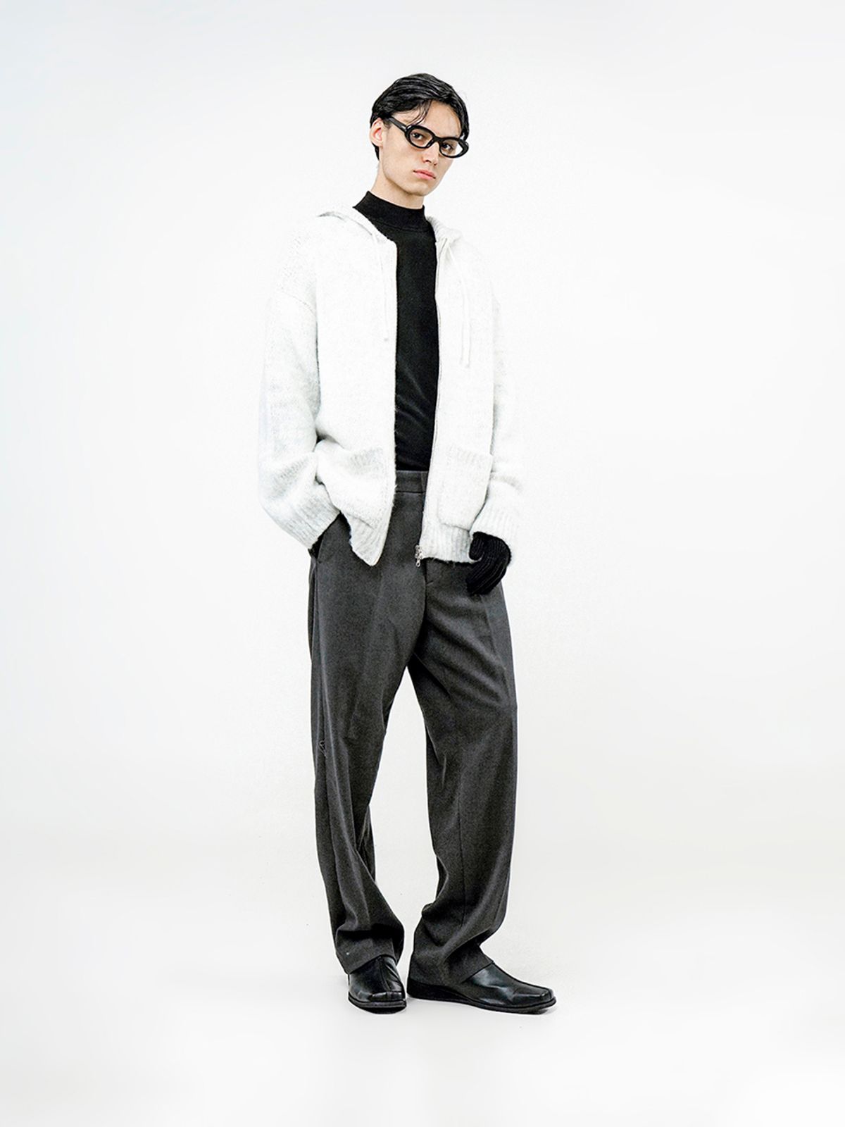 챈세스노이(CHANCE'S NOI) Brush Sweater hooded Zip-up - Melange /M244TP09ML
