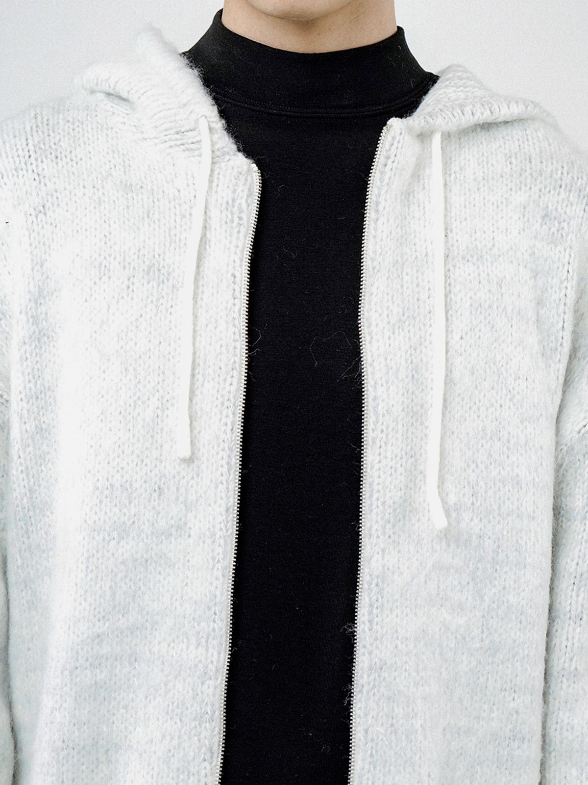 챈세스노이(CHANCE'S NOI) Brush Sweater hooded Zip-up - Melange /M244TP09ML