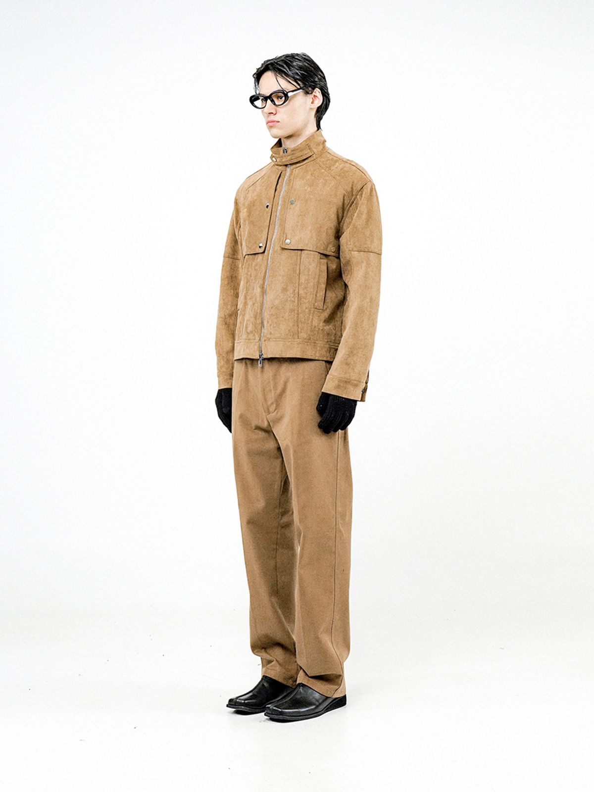 챈세스노이(CHANCE'S NOI) Biker Burton Neck Suede Jacket - Brown /M24OT01BR